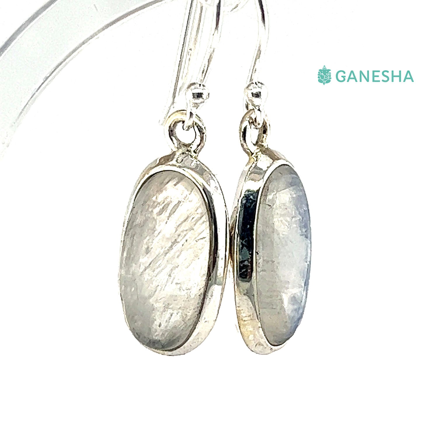 Ganesha Handicrafts, Moonstone Double-Drop Earrings - Sterling Silver (925), Moonstone Double-Drop Silver Earrings, 925 Double Drop Silver Earrings, Women's Trending Earring, Womens Stylized Earrings.  