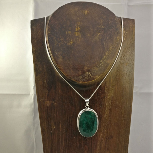 Ganesha Handicrafts-45 Carat Indian Emerald, Ganesha Handicrafts 925 Sterling Silver Pendant, Womens Fashion Emerald, hippie-45 Carat Indian Emerald, hippie-925 Sterling Silver Pendant, Indian Emerald. 