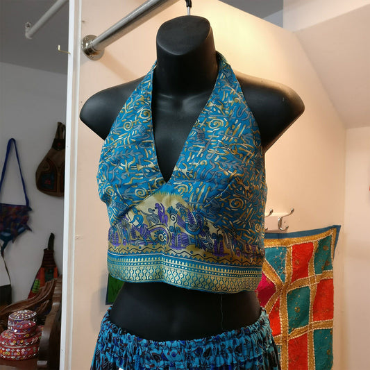 Ganesha Handicrafts-Womens Chili indian crop top Dancewear Blue Tribal, Womens choli indian Crop to dancewear Blue, Dancewear Blue Tribal. Womens Crop Top Dancewear,  Choli Indian Womens Dance wear.