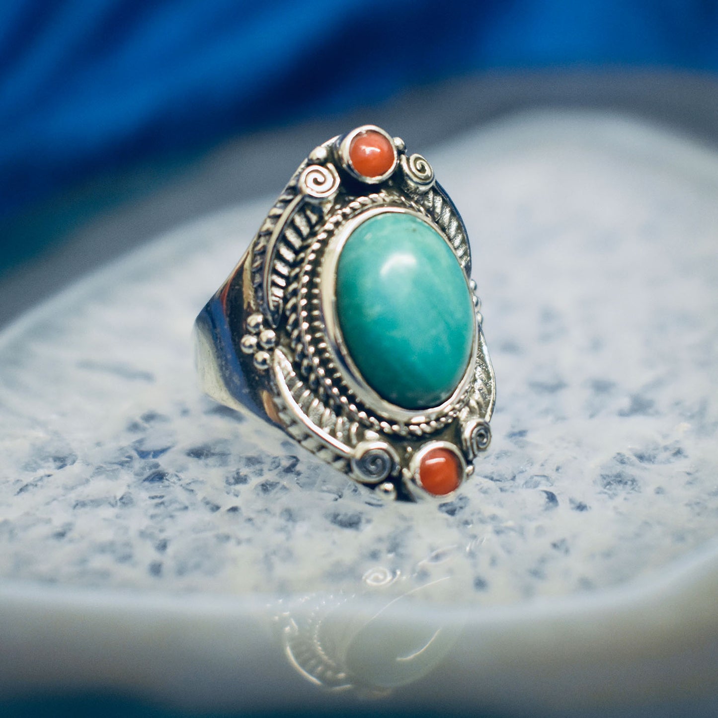 Ganesha Handicrafts, Genuine Turquoise Ring, Turquoise Ring, Womens Trending Ring, New Model Ring, Womens Stylish Ring. 