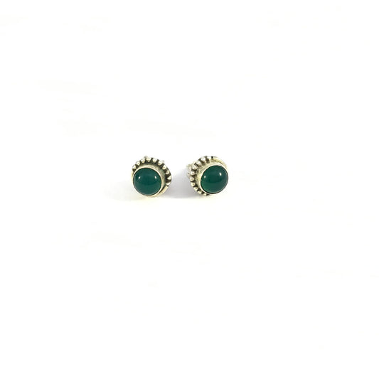 Ganesha Handicrafts Green Onyx Unisex Stud Earring  925 Sterling Silver, Sterling Silver, Unisex Stud, Earring, Onyx earrings, Green Silver Earring, Green Stud