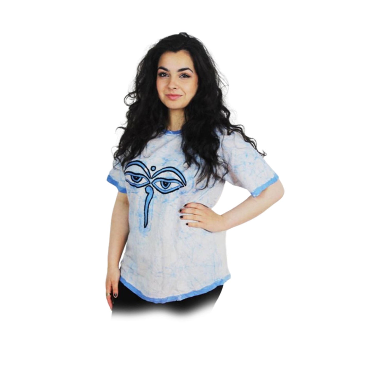 Ganesha Handicrafts-Groovy Eyes & Nose Print T-shirts, Groovy Eyes & Nose Print white Round Neck T-shirt, White Round Neck T-shirt, Groovy Eyes & Nose Round Neck White T-shirt, womens Fashion T-shirts, fashions for Women's T-shirts, Trending T-shirts. White colour Round Neck T-shirt.