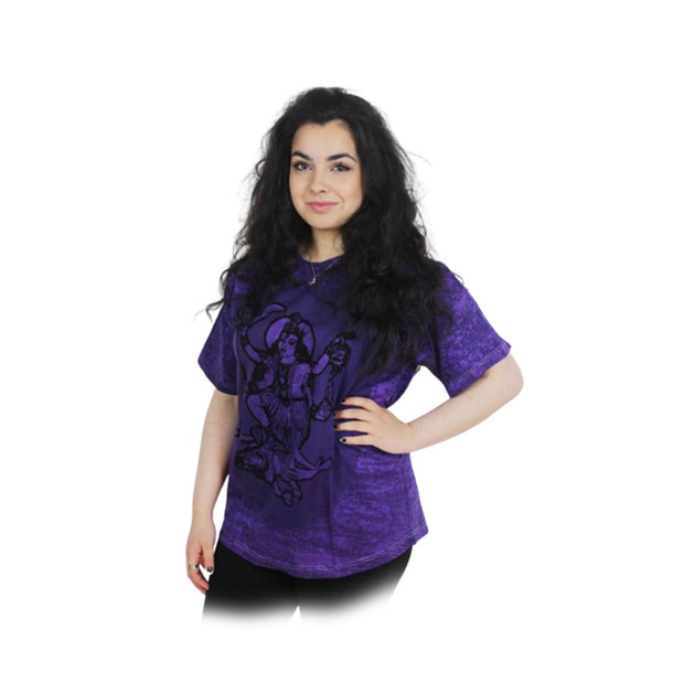 Ganesha Handicrafts-Groovy Kali Print Purple T-shirt, Groovy Kali Print Purple Round Neck T-shirt, Purple Round Neck T-shirt, Women trending T-shirts, Groovy Kali Round Neck T-shirt, Traditional T-shirts for Women's.
