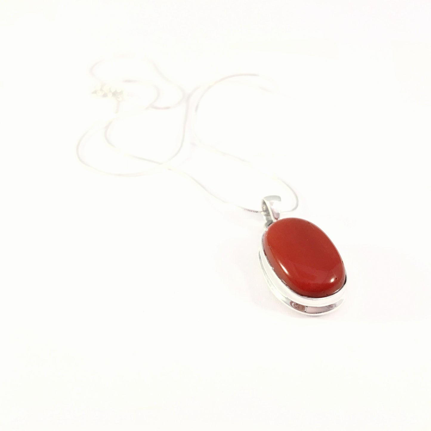 Coral Pendant with Chain (925) Sterling Silver