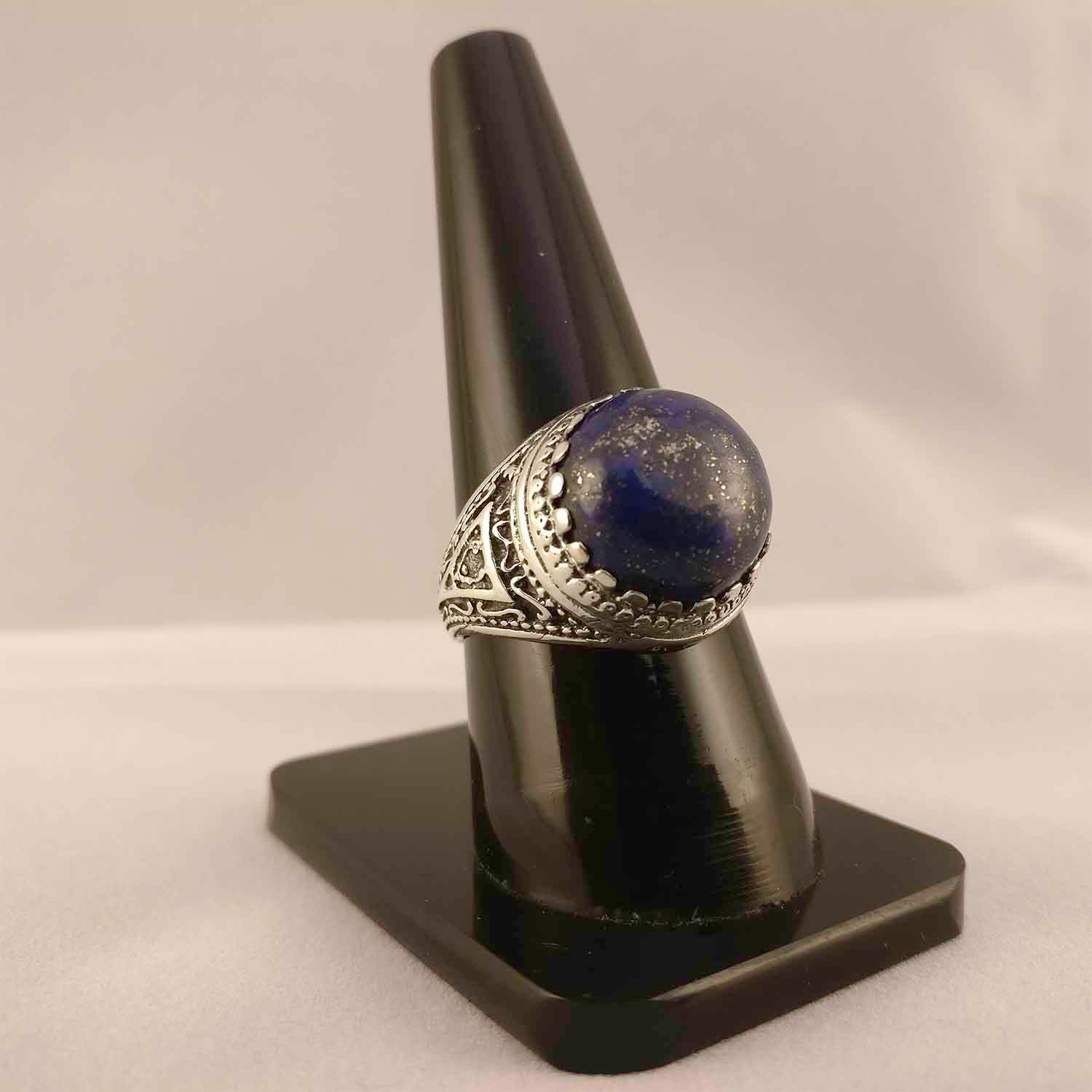 Ganesha Handicrafts, Lapis Lazuli Circle Ring | Unisex 925 Sterling Silver, Unisex 925 Sterling Silver Ring, Women's New Trending Ring,  New Model Womens Ring, Women's Fashion Ring, Girls New Modern Rings.  