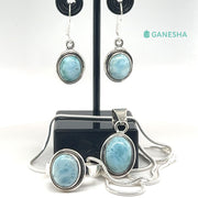 Ganesha handicrafts Larimar - 925 Sterling Silver Jewellery Gift Set With Free Chain, Jewellery gift set, Gift set with free chain, Sterling silver jewellery, Larimar jewellery set, 925 Sterling silver jewellery gift set with free chain