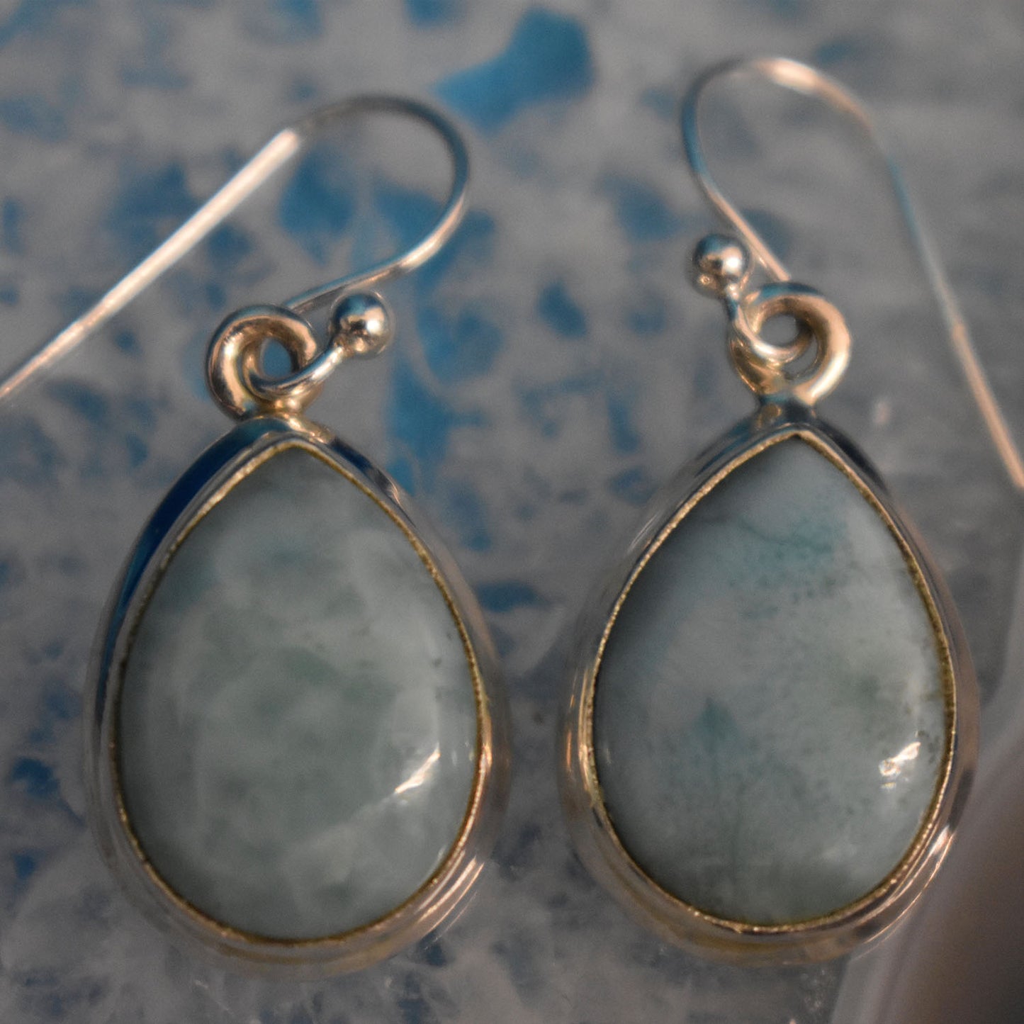 Ganesha Handicrafts, Larimar Drop Earrings (925) Sterling Silver, Drop Earrings, 925-Silver Drop Earring, Women's Trending Earrings, New Model Women's Earring. 