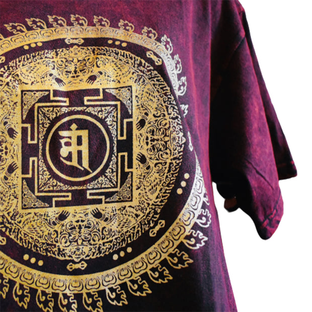 Ganesha Handicrafts, Mandala Print T shirt, Print T-shirt, Fashion T-shirt, Trending T-shirts, Maroon Colour T-shirt. 