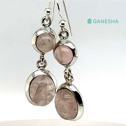 Ganesha Handicrafts, Moonstone Double-Drop Earrings - Sterling Silver (925), Moonstone Double-Drop Silver Earrings, 925 Double Drop Silver Earrings, Women's Trending Earring, Womens Traditional Earrings.  