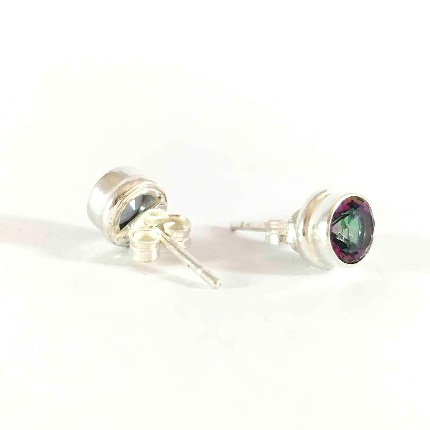 Ganesha Handicrafts, Mystic Topaz (Green and Purple) Unisex Stud Earrings | 925 Sterling Silver, 925-silver Unisex Stud Earrings, Women's Trending  Stud Earrings, Mystic Topaz Unisex Stud Earrings, New Women's Model earrings.