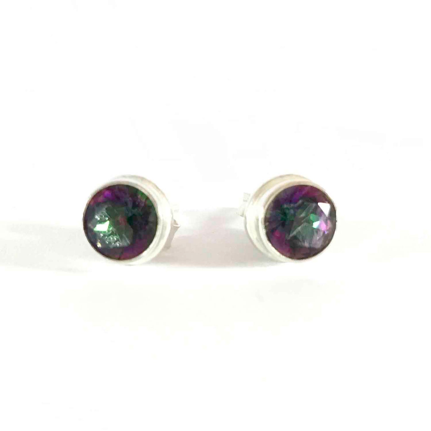 Ganesha Handicrafts, Mystic Topaz (Green and Purple) Unisex Stud Earrings | 925 Sterling Silver, 925-silver Unisex Stud Earrings, Women's Trending  Stud Earrings, Mystic Topaz Unisex Stud Earrings, New Women's Model earrings.