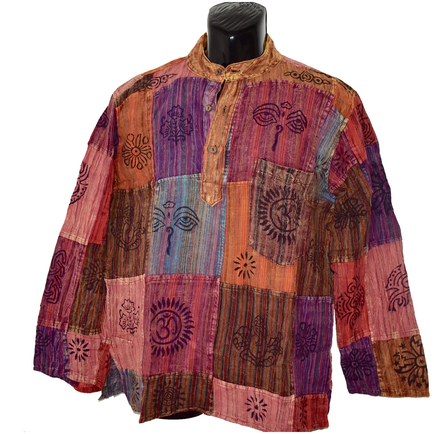 Ganesha Handicrafts, Nepalese Patchwork Long Sleeve, Long Sleeve, Men's and Women's  Long Sleeve, Nepalese Long Sleeve, Nepalese Patchwork Sleeve, Fashion for Men's and Women's  Sleeve. trending Sleeves. Red Colour Long Sleeve.