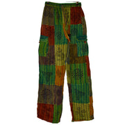 Ganesha Handicrafts, Nepalese Stamp Patchwork Trousers, Nepalese Stamp Trousers, Trending Trousers, Trousers, Green Colour Nepalese Stamp Patchwork Trousers. 