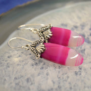 Ganesha Handicrafts, Pink Botswana Agate Earring, Pink Agate Earring, Pink Botswana Earring, Womens Trending Earring, New Model Women Earrings, Women's Fashion Earrings, Stylish Women's Earrings.  