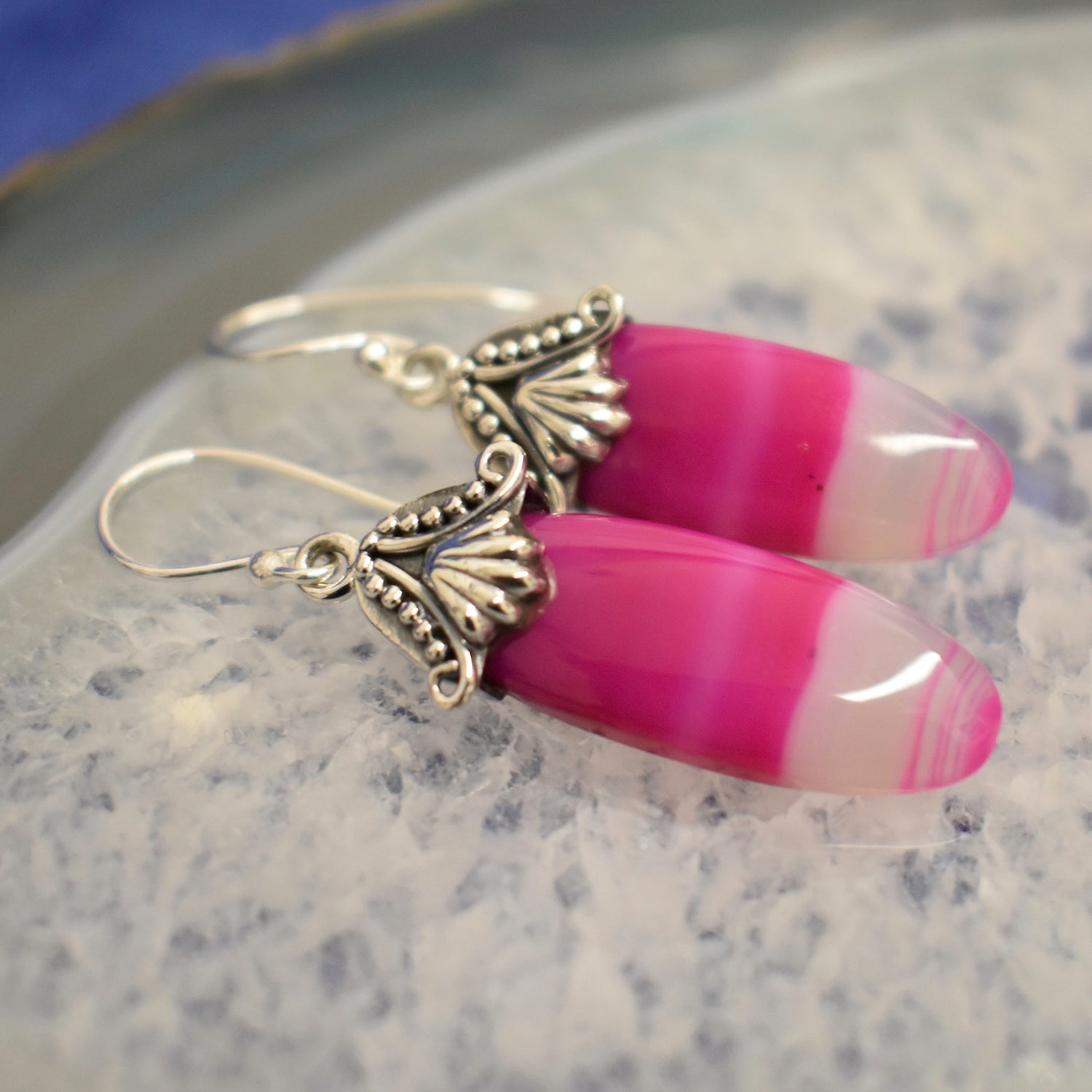 Ganesha Handicrafts, Pink Botswana Agate Earring, Pink Agate Earring, Pink Botswana Earring, Womens Trending Earring, New Model Women Earrings, Women's Fashion Earrings, Stylish Women's Earrings.  