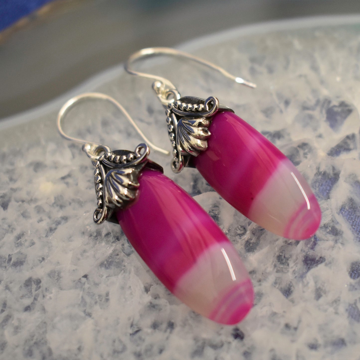 Ganesha Handicrafts, Pink Botswana Agate Earring, Pink Agate Earring, Pink Botswana Earring, Womens Trending Earring, New Model Women Earrings, Women's Fashion Earrings, Stylish Women's Earrings.  