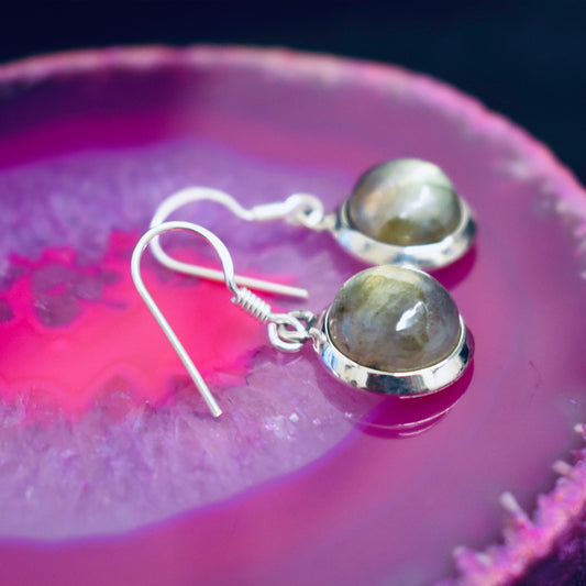 Ganesha Handicrafts, Plain Circle Labradorite Earrings, Circle Labradorite Earrings, Plain Labradorite Earrings, Women's Trending Earrings, New Model Women's earrings, Women's Stylish Earrings.