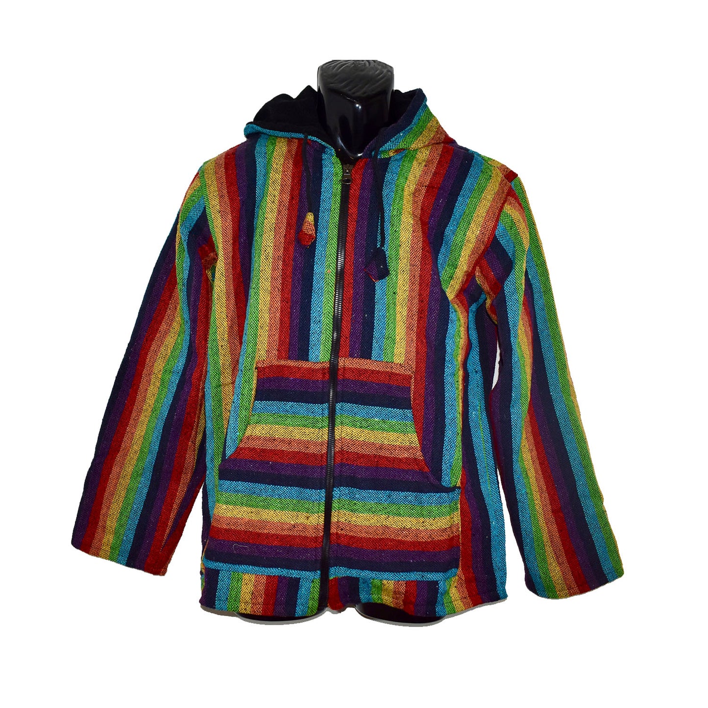Ganesha Handicrafts Rainbow Fleeced Coat, Coat, Zip poncho, Fleeced Zip poncho, Rainbow Poncho, Multicolour Poncho