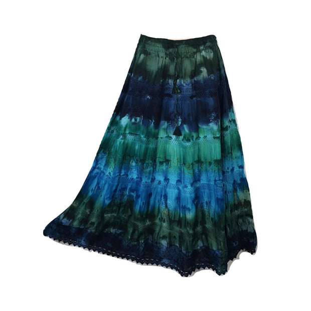 Ganesha Handicrafts-Rippled Colour Skirt, Rippled Colour Skirt, Womens Rippled Skirt, Fashion women Colour Skirt, Rippled Colour Skirt for Women's, Women Green, Blue Skirt..