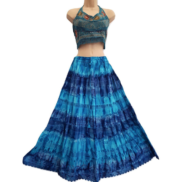 Ganesha Handicrafts-Rippled Colour Skirt, Rippled Colour Skirt, Womens Rippled Skirt, Fashion women Colour Skirt, Rippled Colour Skirt for Women's, Women Light Blue Skirt..