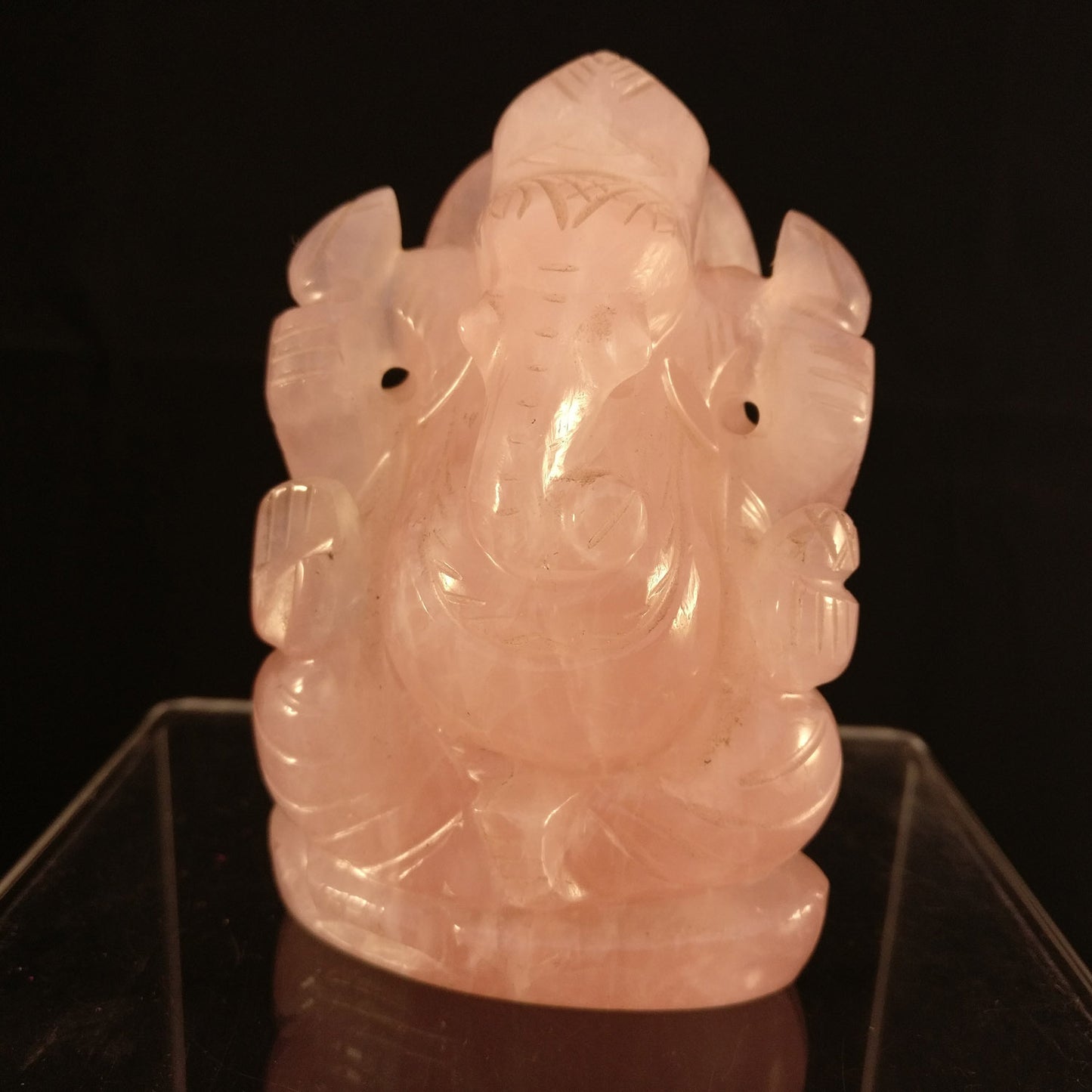 Ganesha Handicrafts Rose Quartz Ganesha Gemstone Statue , Ganesha statue , Stone ststue , Lord ganesha stone statue
