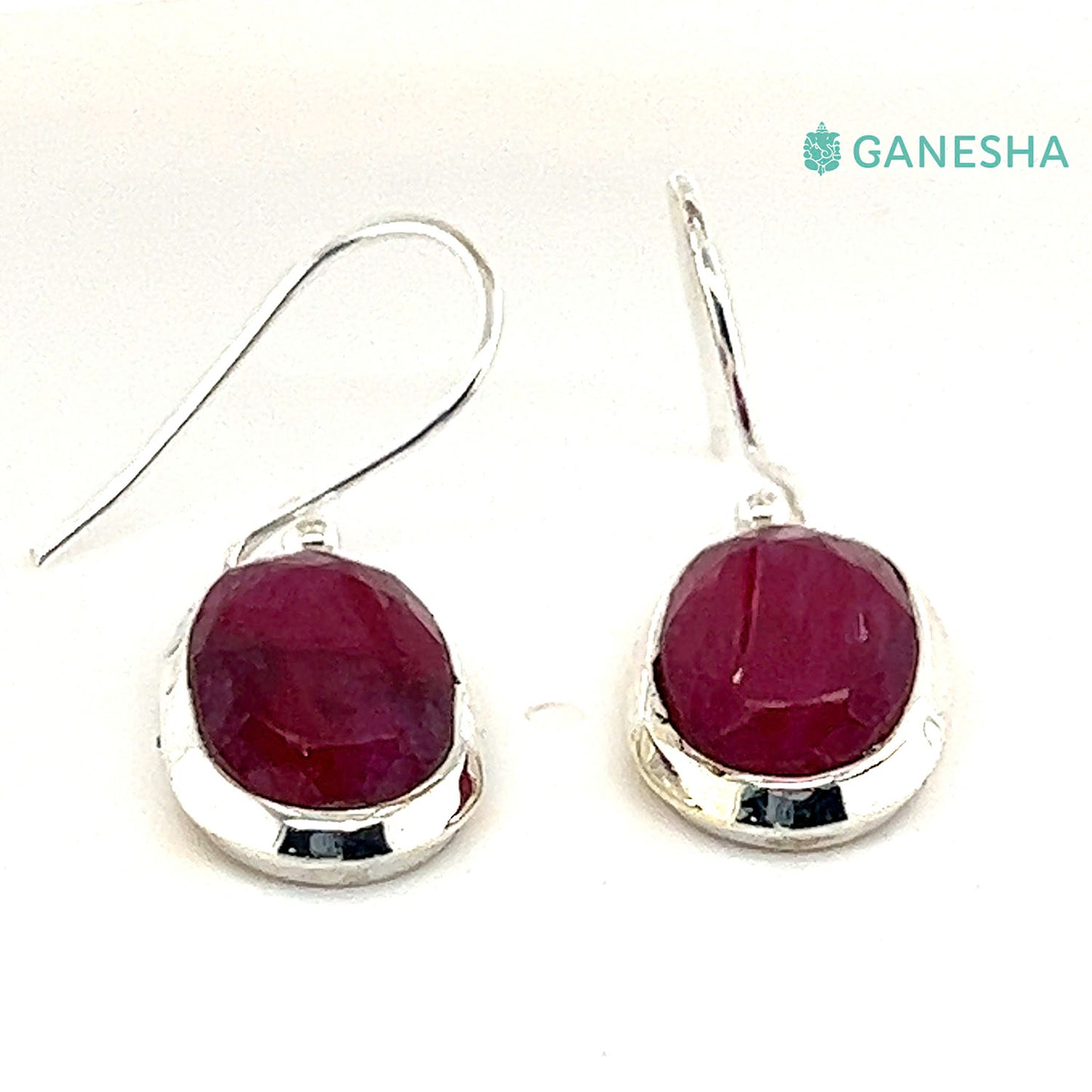 Ganesha Handicrafts, Ruby Double Drop Earrings, Ruby Double-Drop Silver Earrings, 925 Sterling Silver Earrings, Double Drop Earrings, Women's Double Drop Silver Earrings, Red Colour Ruby Double Drop Earrings.