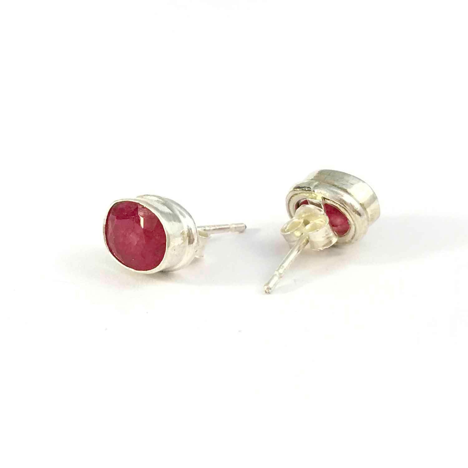 Ganesha handicrafts, Ruby Stud Earrings | 925 Sterling Silver, 925-Ruby Stud Silver Earrings, Womens Trending Earring, New Model Stud Earring, Womens Fashion Earring.  