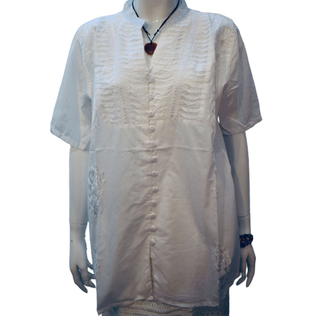 Ganesha Handicrafts Ruffled Long Shirt, Shirt, Long Shirt, Ruffled Long Shirt, White Shirt, Ruffled Shirt