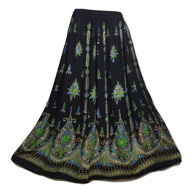 Ganesha Handicrafts, Sequin Skirt Long, Women Fashion Skirt, Women Long Skirt,  Black Colour Sequin Skirt , Long Sequin Skirt.