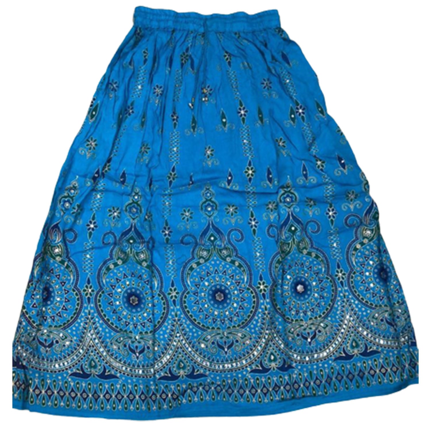 Ganesha Handicrafts Sequin Skirt Long Aztec Pattern, Aztec Pattern, Long Pattern Skirt, Skirt, Sequin Skirt, Blue Skirt, Sequin Aztec Pattern Skirt