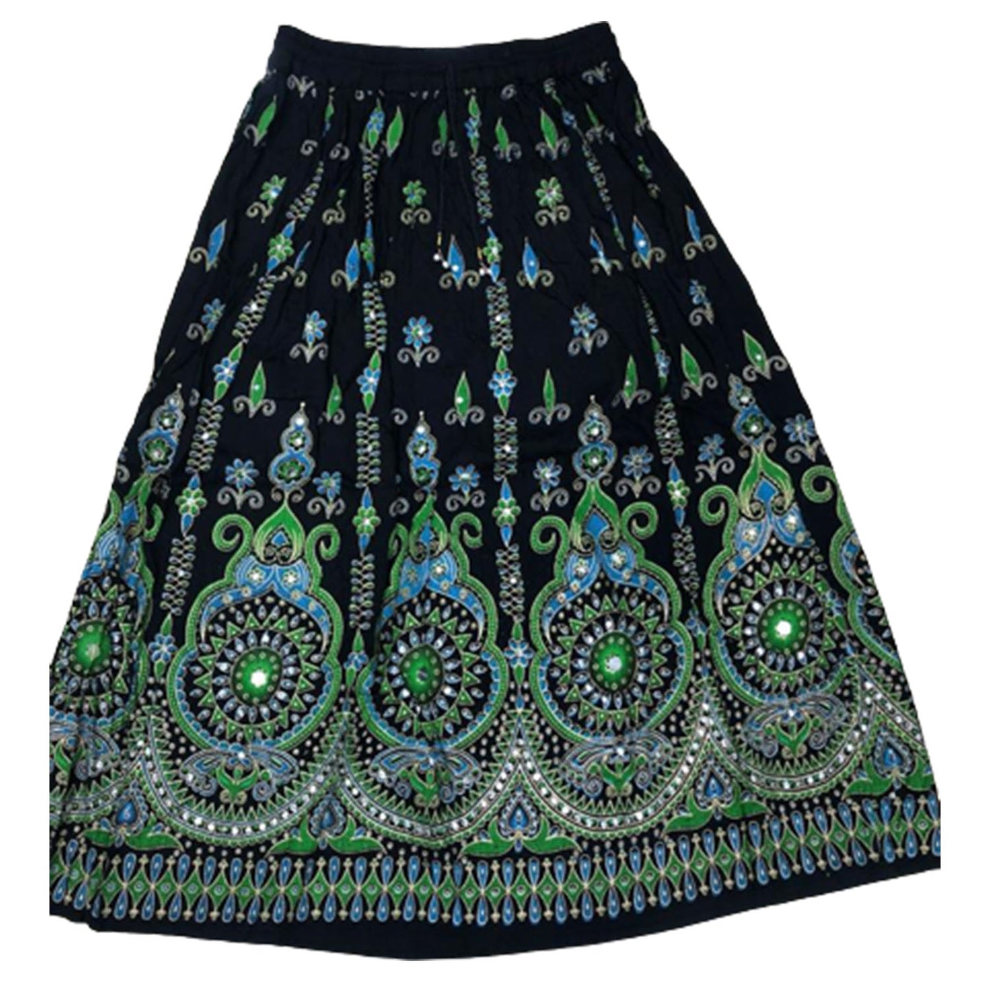 Ganesha Handicrafts Sequin Skirt Long Aztec Pattern, Aztec Pattern, Long Pattern Skirt, Skirt, Sequin Skirt, Black Skirt, Sequin Aztec Pattern Skirt