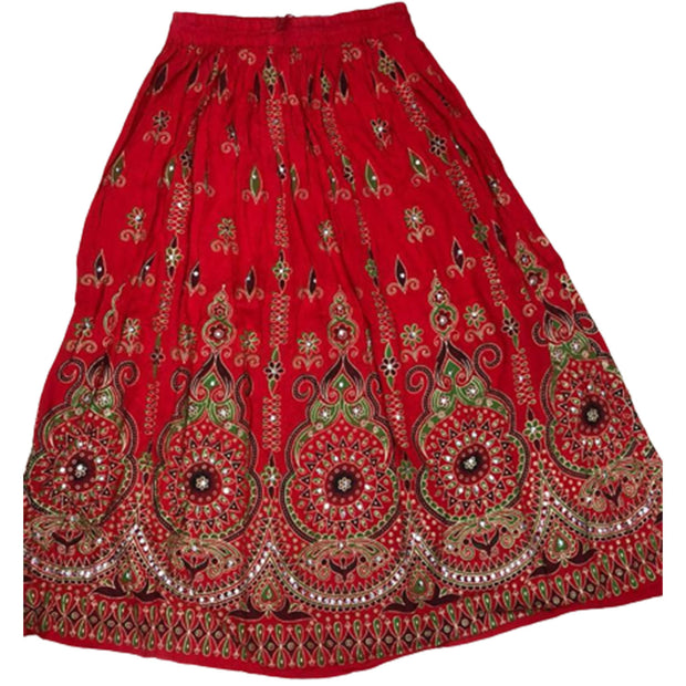 Ganesha Handicrafts Sequin Skirt Long Aztec Pattern, Aztec Pattern, Long Pattern Skirt, Skirt, Sequin Skirt, Red Skirt, Sequin Aztec Pattern Skirt