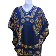 Ganesha Handicrafts, Short Kaftan-Black Top Yellow Floral, Kaftan-Black Top Yellow Floral, Black Top Yellow Floral, Women's Fashion Short Kaftan-Floral, Trending Short Kaftan Floral. 