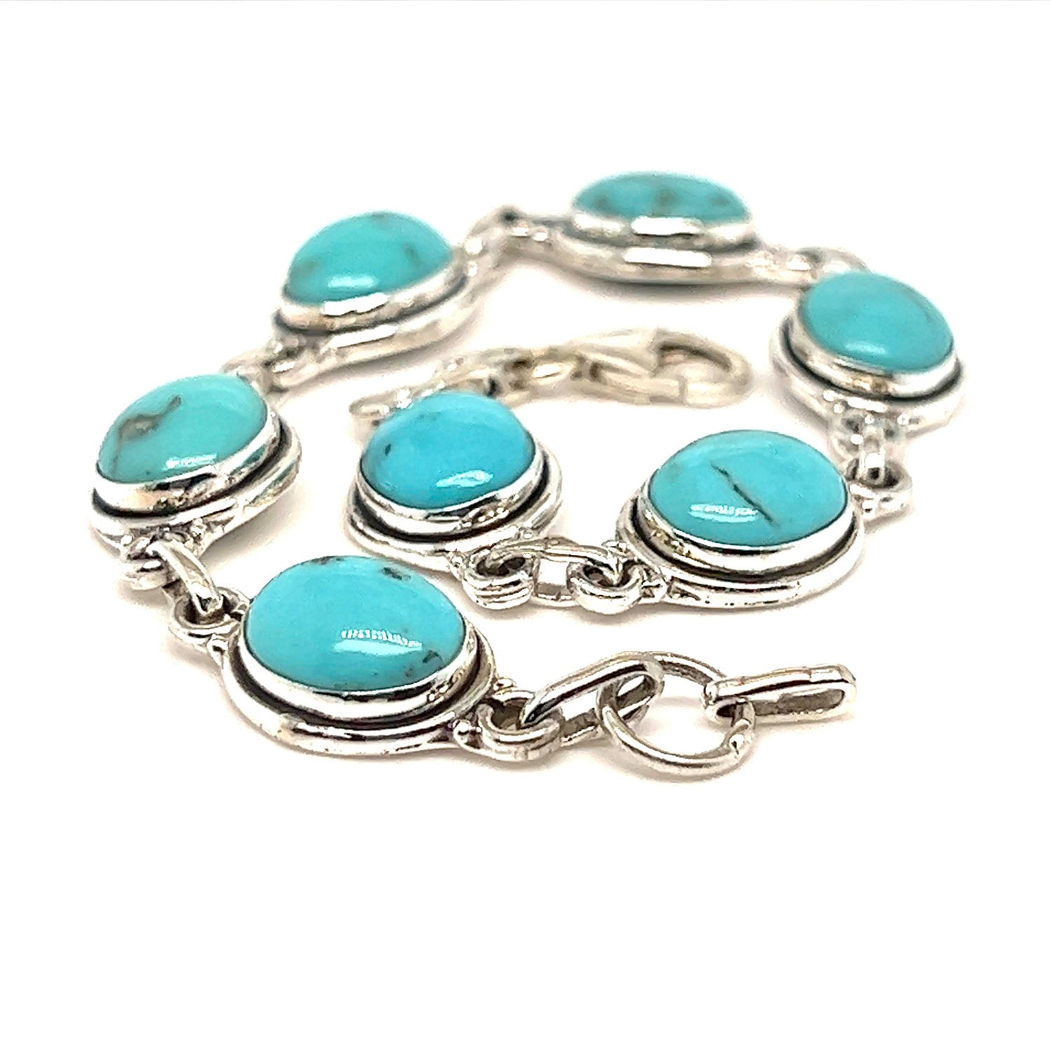 Ganesha Handicrafts, Sterling Silver Bracelet (925) Blue Turquoise, Sterling Silver Bracelet, 925-Blue Turquoise Silver Bracelet, Womens Trending Bracelet, Modern Sterling silver Bracelet. 