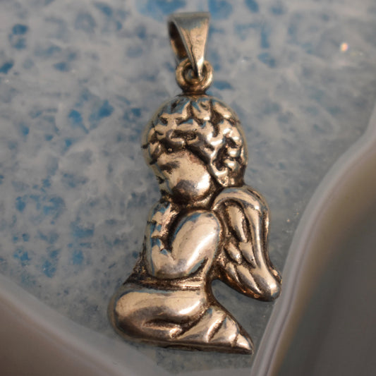 Ganesha Handicrafts, Sterling Silver Cherub Pendant (925), Silver Cherub Pendant, Women's Trending Pendant, Women's Modern Pendant.