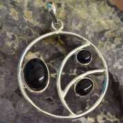 Ganesha Handicrafts, Sterling Silver Circle Stoned Pendant (925), Sterling Silver Stoned Pendant, Circle Stoned Pendant, Women's Trending Pendant, Black Style pendant, Traditional Pendant. 