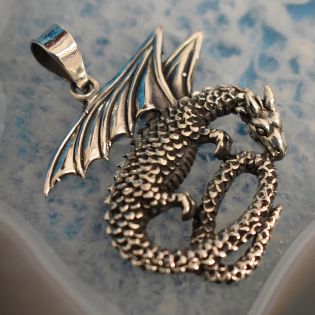 Ganesha Handicrafts, Sterling Silver Dragon Pendant (925), Silver Dragon Pendant, 925-Silver Pendant, Womens Trending Pendant, Womens New Model Pendant, Modern Pendant collections for Womens. 