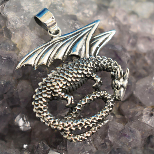 Ganesha Handicrafts, Sterling Silver Dragon Pendant (925), Silver Dragon Pendant, 925-Silver Pendant, Womens Trending Pendant, Womens New Model Pendant, Modern Pendant collections for Womens. 