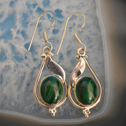 Ganesha Handicrafts, Sterling Silver Drop Earrings, Women's Stylish Earrings, 925-Sterling silver Earrings, Drop Earrings, Silver Earrings, Women's trending Earrings, green eye Model Earrings.