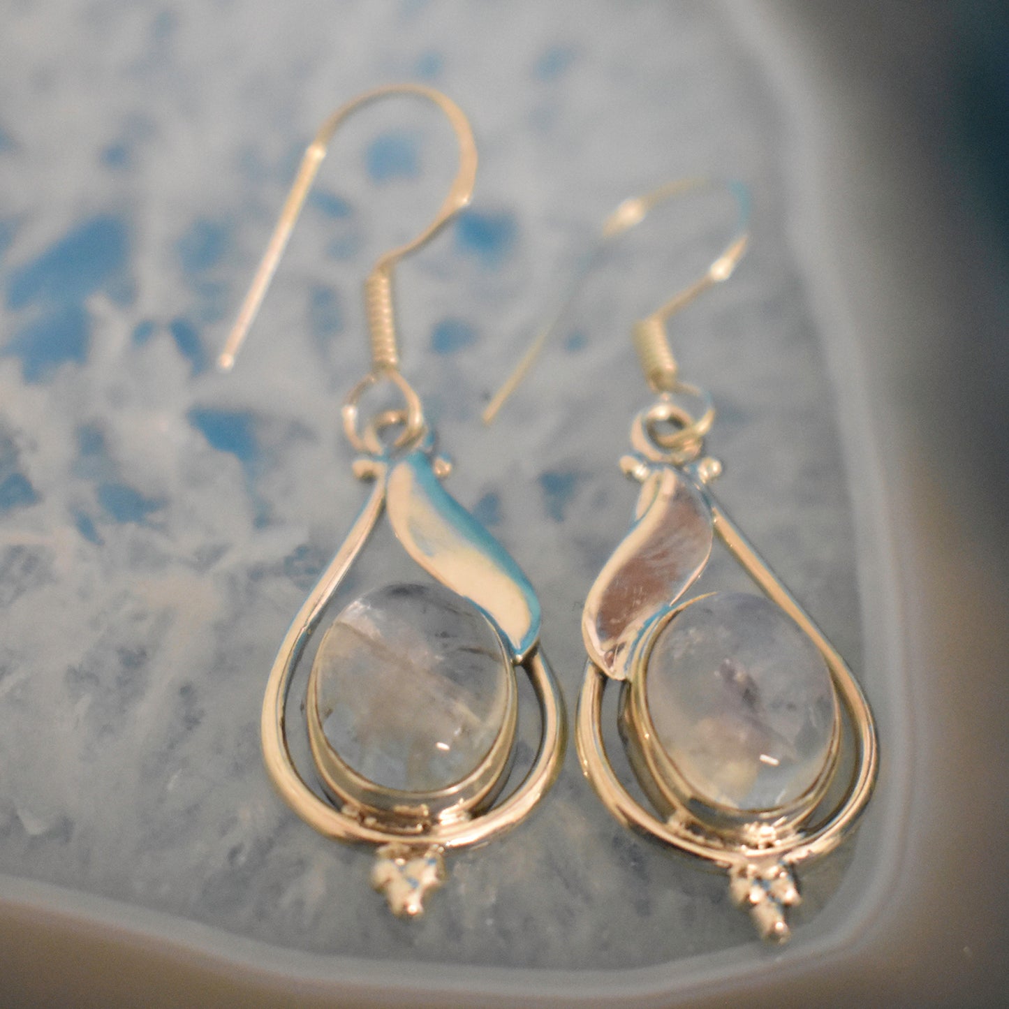 Ganesha Handicrafts, Sterling Silver Drop Earrings, Women's Stylish Earrings, 925-Sterling silver Earrings, Drop Earrings, Silver Earrings, Women's trending Earrings, White Colour Earrings.