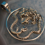 Ganesha Handicrafts Sterling Silver Lion v Snake Pendant (925), Snake Pendant, Silver Lion, Sterling Silver Lion, Pendant, Lion V Sneke Pendant, Silver Snake Pendant