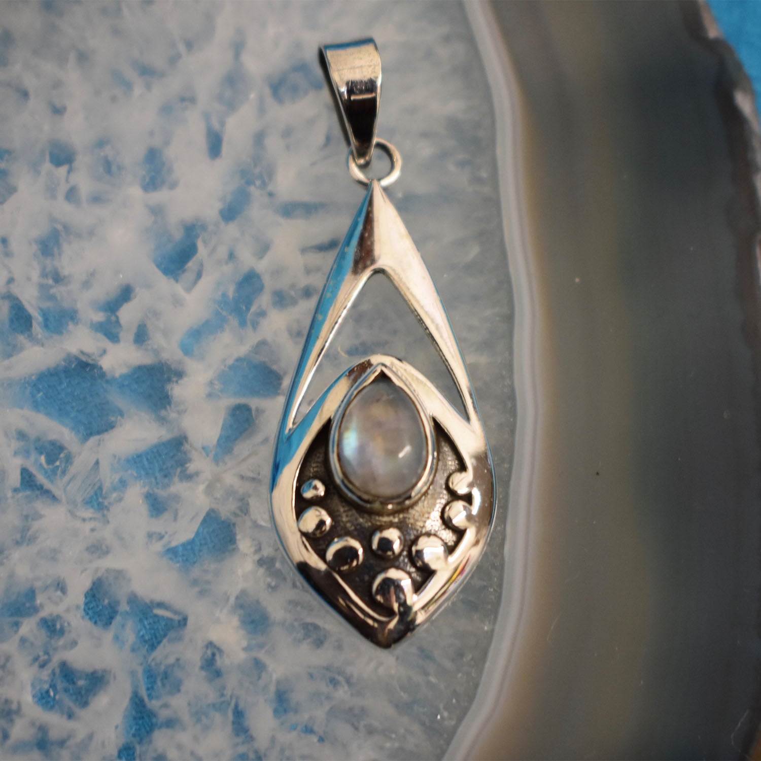 Ganesha Handicrafts Sterling Silver Moonstone Tear Pendant (925), Pendant, Tear Pendant, Moonstone Tear Pendant, Silver Pendant, Sterling Pendant, Moonstone Tear