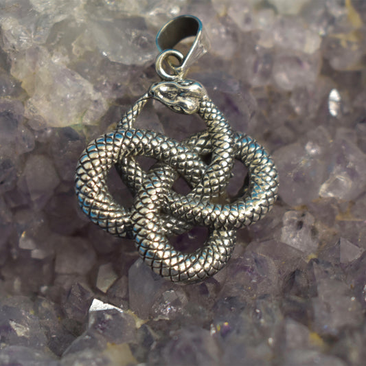 Ganesha Handicrafts, Sterling Silver Snake Knot Pendant, 925-Silver Pendant, Sterling Silver Snake Pendant, Snake Knot Silver Pendant, Bisexual Pendant, Women's Stylized Pendant, Trending Pendant.