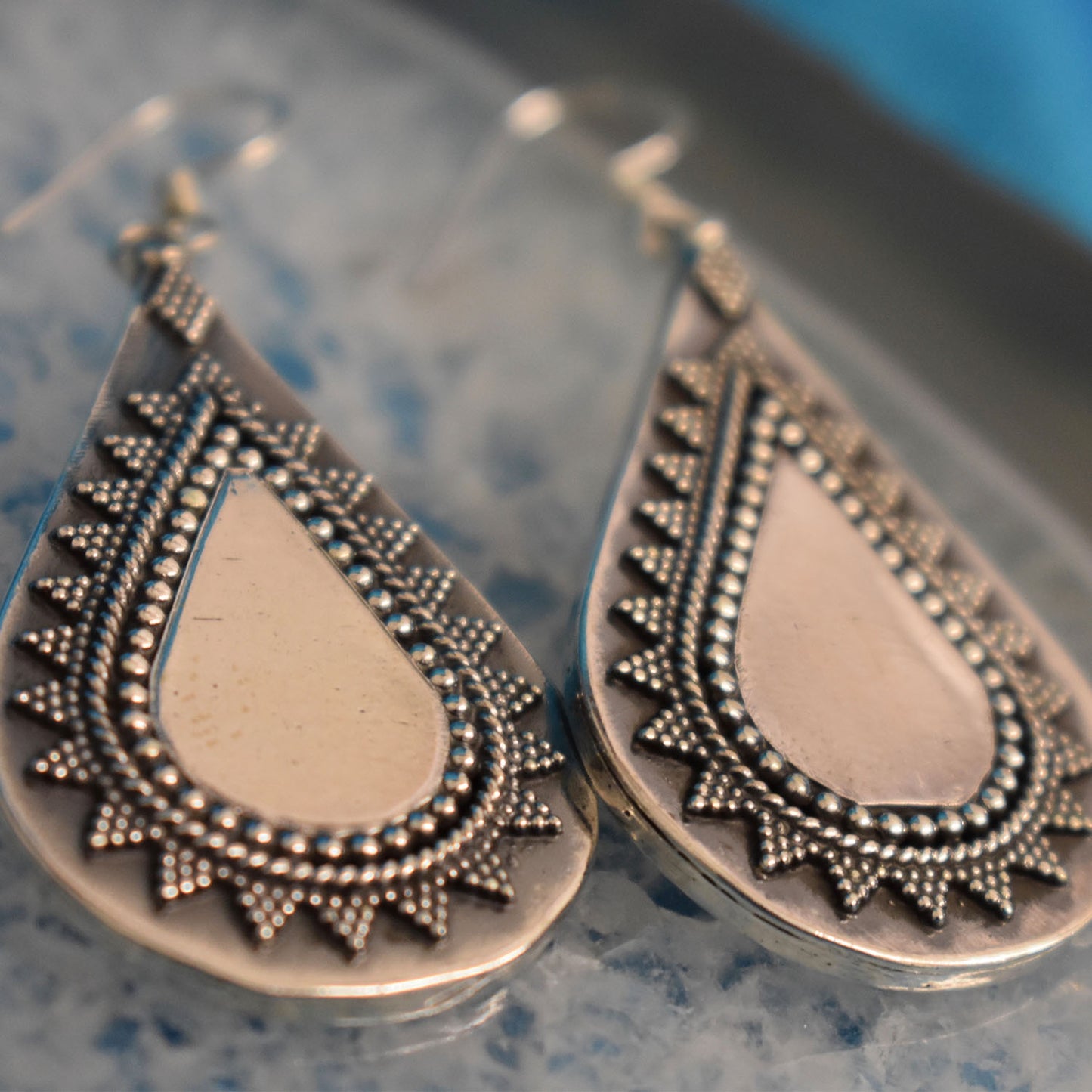 Ganesha Handicrafts Sterling Silver Tear Drop Earrings (925), Earrings, Trending Earrings, Drop Earrings, Tear Drop Earrings, Silver Earrings, Sterling Silver earrings, Sandal Colour Earrings