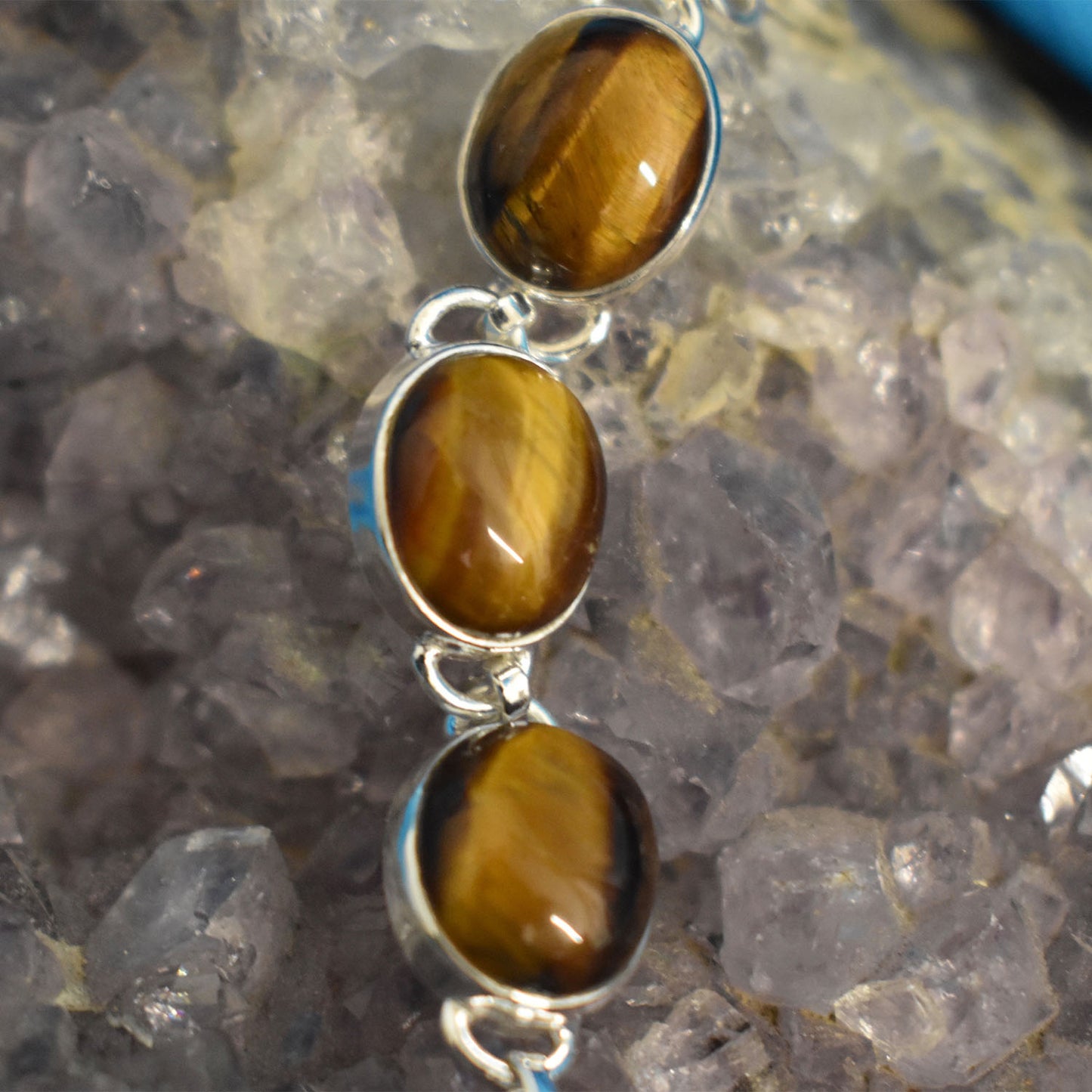 Ganesha Handicrafts Sterling Silver Tigers Eye Bracelet (925), Bracelet, Tigers Bracelet, Sterling Silver Bracelet, Tigers Eye Bracelet, Orange Colour Bracelet