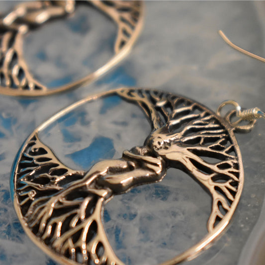 Ganesha Handicrafts Sterling Silver Tree of life hug Earrings, Earrings, Hug Earrings, Tree of Life Hug Earrings, Sterling Silver Earrings, Golden Earrings