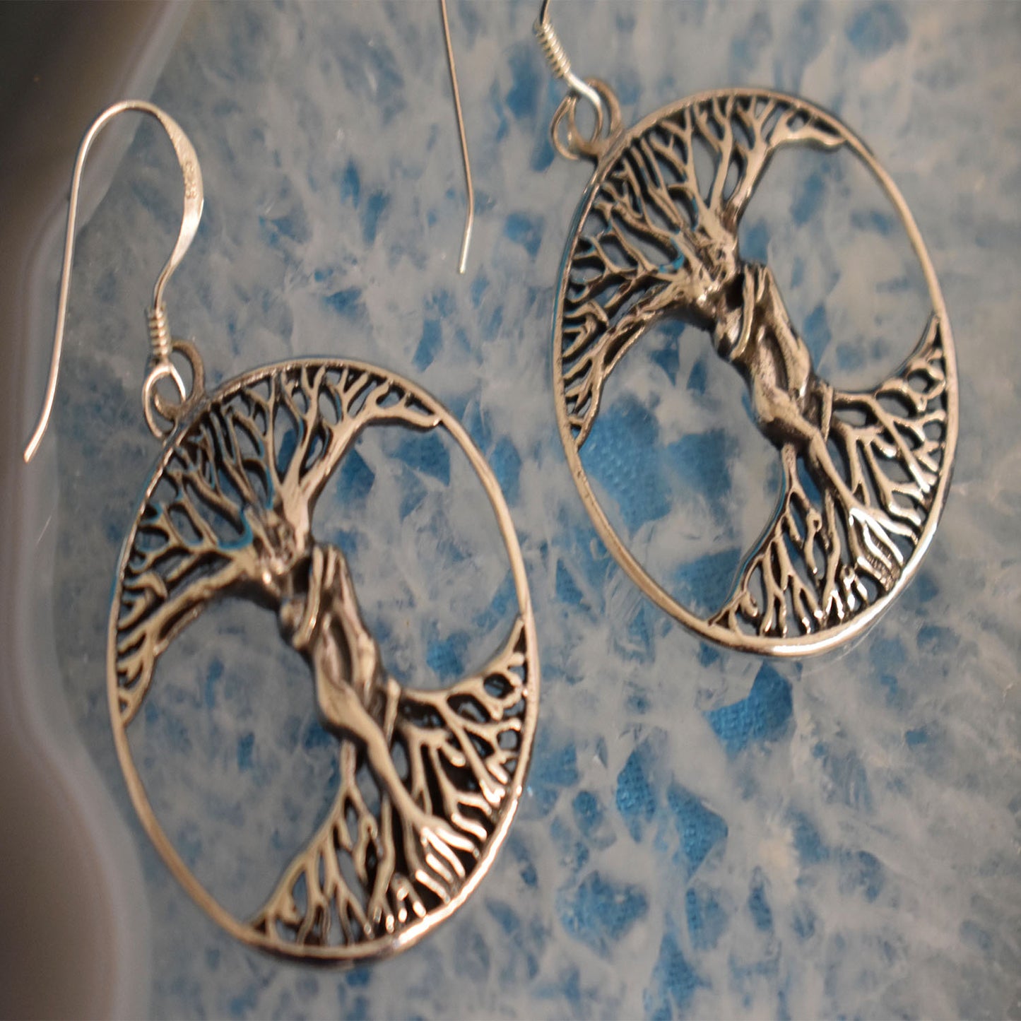 Ganesha Handicrafts Sterling Silver Tree of life hug Earrings, Earrings, Hug Earrings, Tree of Life Hug Earrings, Sterling Silver Earrings, Golden Earrings