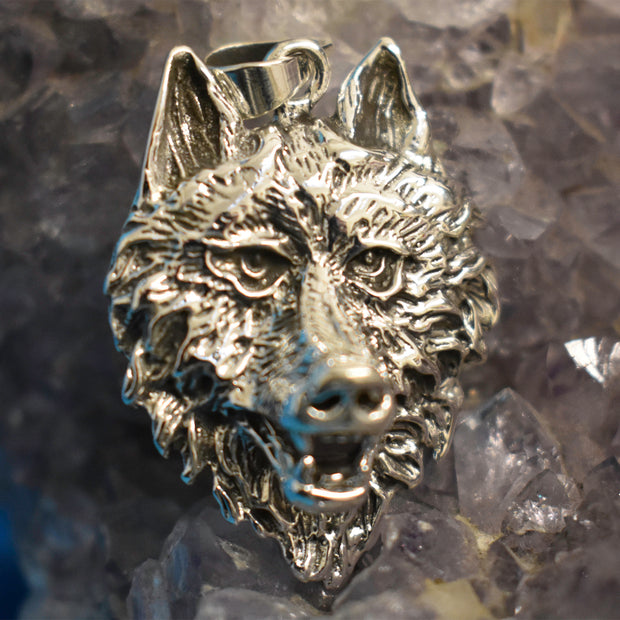 Ganesha Handicrafts, Sterling Silver Wolf Face Pendant (925), Silver Pendant, 925-Sterling Silver Pendant, Women's Trending Pendant, Wolf  Face Pendant, New Model Pendant, New Modern Pendant. 