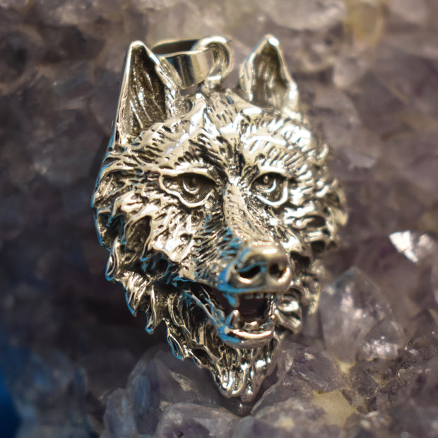 Ganesha Handicrafts, Sterling Silver Wolf Face Pendant (925), Silver Pendant, 925-Sterling Silver Pendant, Women's Trending Pendant, Wolf  Face Pendant, New Model Pendant, New Modern Pendant. 
