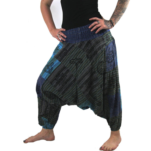 Ganesha Handicrafts, Stonewashed Harem Trousers Cotton, Stonewashed Trousers , Stonewashed Harem Cotton Trousers , Women's Cotton Trousers , Trending Stone Cotton Trousers. Blue colour Stone Trousers. 